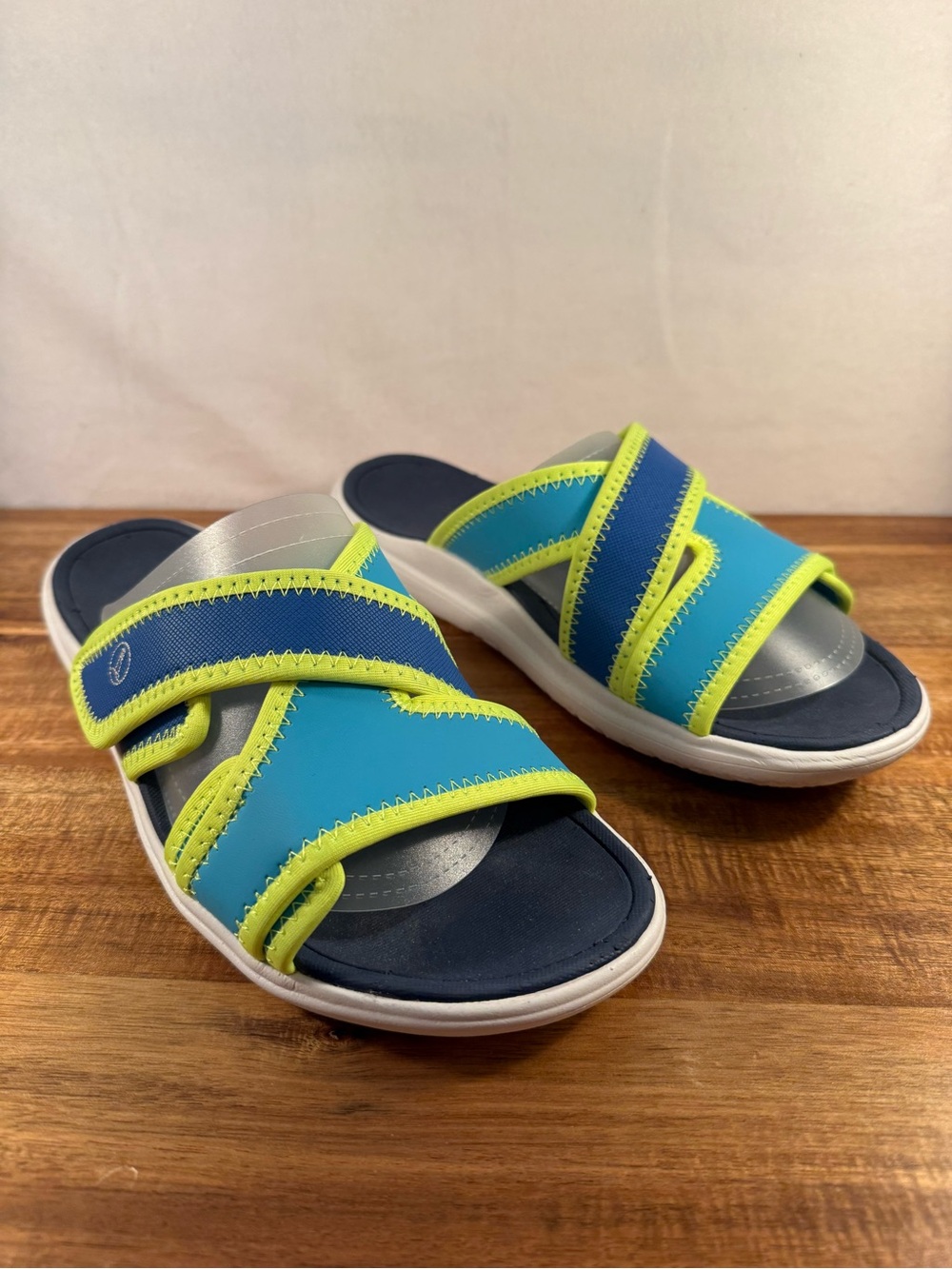 Lands End Slip-on Women's Water Sandals, Blue/Turquoise/Lime Green Size 9.5 NWT - Picture 2 of 11